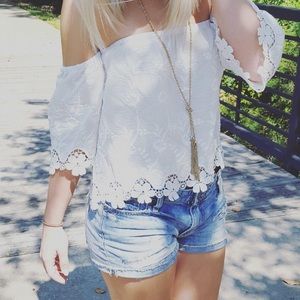 White floral crop top